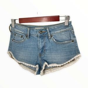 Roxy Womens Shortie Shorts Lace Blue Size 5 Cotton Blend